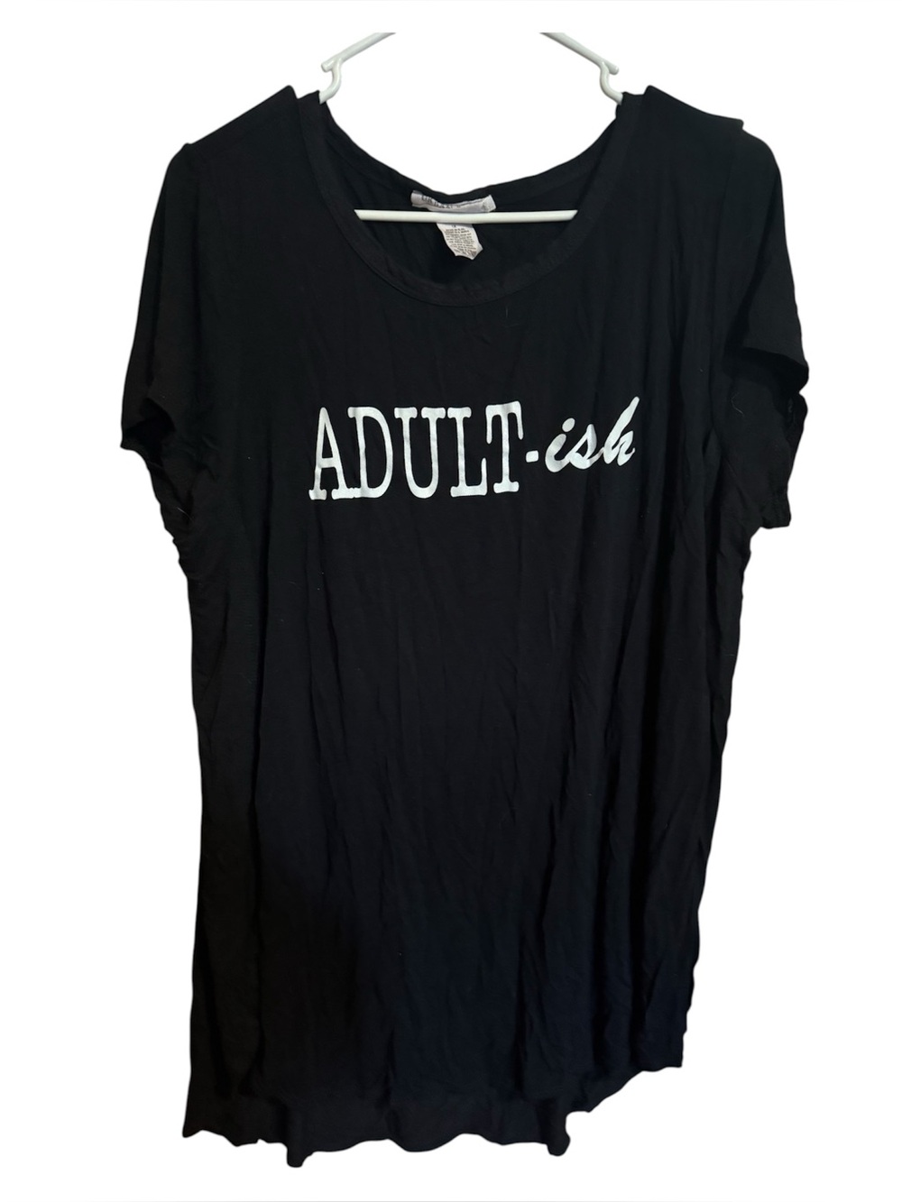 Urban rebel scoop neck ADULT-ish Graphic Black Women's Tee 1x lounge top